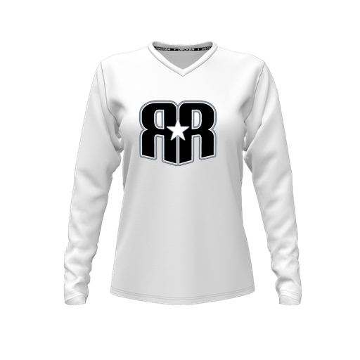 [FTLVCFWH-FYXS-LOGO3] Decker Comfort T-Shirt (Female Youth XS, White, V Neck, Logo 3, Long Sleeve)