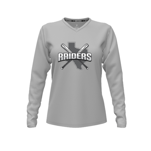 [FTLVCFGY-FYXS-LOGO1] Decker Comfort T-Shirt (Female Youth XS, Gray, V Neck, Logo 1, Long Sleeve)