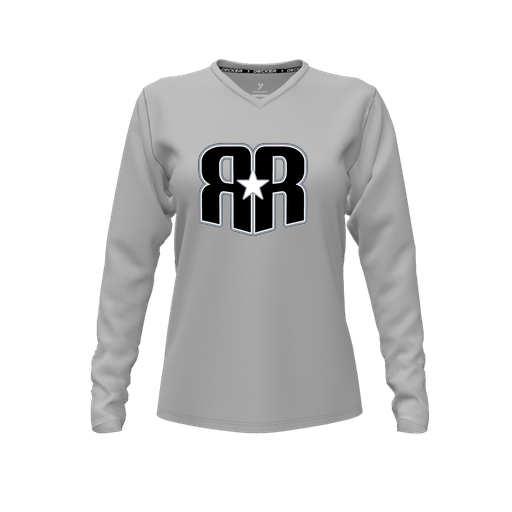 [FTLVPTGY-FYXS-LOGO3] Decker Performance T-Shirt (Female Youth XS, Gray, V Neck, Logo 3, Long Sleeve)